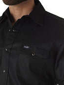Men's Authentic Cowboy Cut Work Western Long-Sleeve ,Black,Large