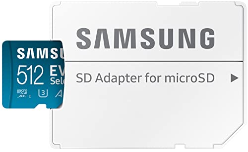 SAMSUNG EVO Select Micro SD-Memory-Card + Adapter, 512GB microSDXC 130MB/s Full HD & 4K UHD