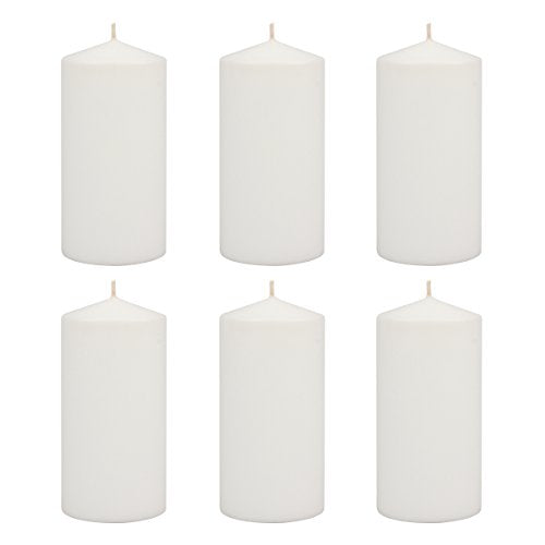 Stonebriar Tall 3x6 Inch Unscented Pillar Candles,White, 6 count