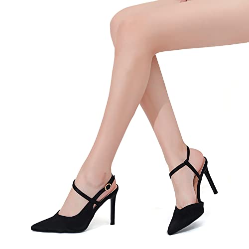 Women’s High Heel Pumps Pointed Closed Toe Ankle Strap Buckle Santin Shoes