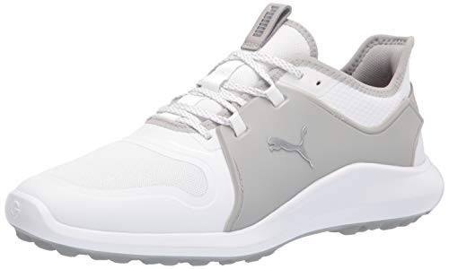 PUMA Men's Ignite Fasten8 Golf Shoe, White Silver-High Rise, 11.5