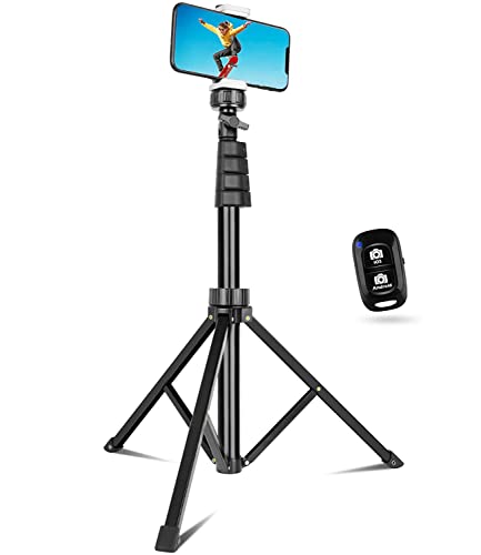 62" Phone Tripod & Selfie Stick, Extendable Cell Phone Tripod Stand with Wireless Remote