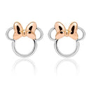 Minnie Silhouette Stud Earrings, Two Tone, Sterling Silver