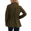 womens Long Sleeve Button Up Two Pocket Utility Jacket, Olive Night, Small US