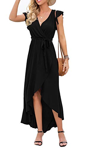 Women's Summer Casual Cross V Neck Dress Bohemian Flowy