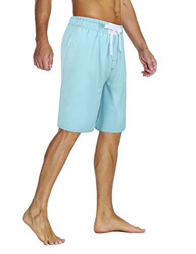 Nonwe Men's Board Shorts Quick Dry Solid Hawaiian Vacation Swimsuit Drawsting Blue 32