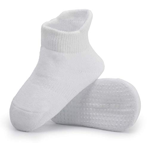 Baby Non Slip Grip Ankle Socks with Non Skid Soles for Infants Toddlers Kids Boys Girls