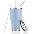 30oz Blue Tumbler Stainless Steel Double Wall Vacuum Insulated Mug with Straw and Lid