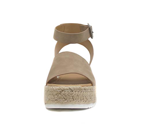 Open Toe Buckle Ankle Strap Espadrilles Flatform Wedge Casual Sandal