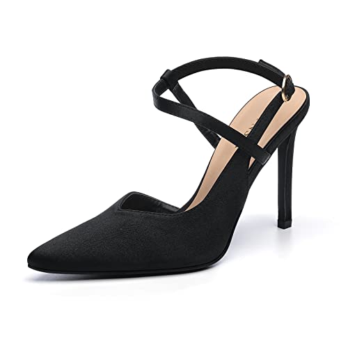 Women’s High Heel Pumps Pointed Closed Toe Ankle Strap Buckle Santin Shoes