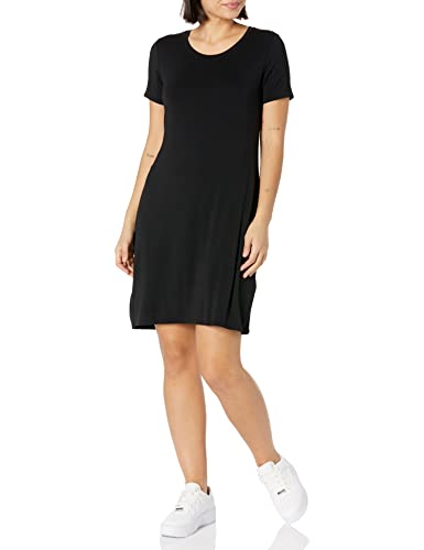 Women's Jersey Standard-Fit Short-Sleeve Scoopneck T-Shirt Dress, Black, Medium