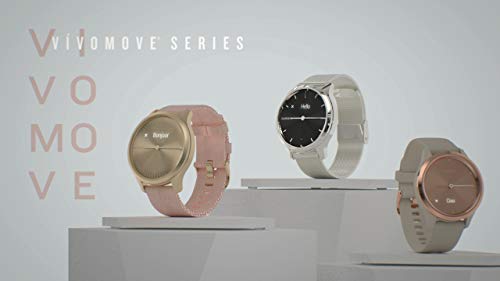 Garmin vivomove 3s, Smaller-sized Hybrid Smartwatch with Real Watch Hands and Hidden Touchscreen Display, Light Gold with Rose Case and Band