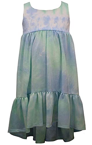 Girl's Dress - Blue Green Tie Dye for Toddler and Little Girls (6X)