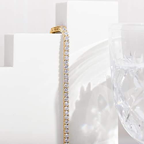 14K Gold Plated Cubic Zirconia Classic Tennis Bracelet | Yellow Gold Bracelets for Women