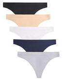 Seamless Thongs for Women No Show Thong Underwear Women 5-10 Pack (Medium)