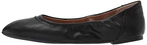 Amazon Essentials Women's Belice Ballet Flat, Black, Faux Leather, 8