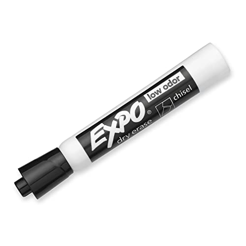 Low-Odor Dry Erase Markers, Chisel Tip, Black, 4-Count