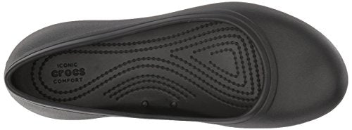 Crocs Women's At Work Ballet Flats| Slip Resistant Work Shoes, Black, 8 Women