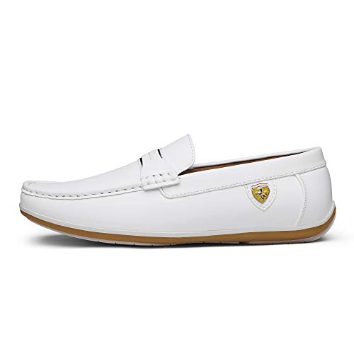 Bruno Marc Men's BUSH-01 White Driving Loafers Moccasins Shoes - 9.5 M US