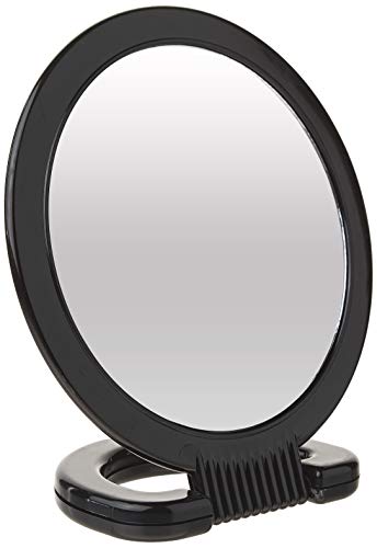 Plastic Handheld Mirror – Magnifying 2-Sided Vanity Mirror with Folding Circle Handle