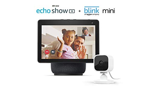 All-new Echo Show10 (3rd Gen)Charcoal w/ Blink Mini Indoor Smart Security Camera