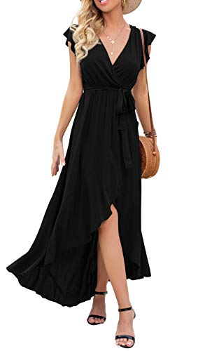 Women's Summer Casual Cross V Neck Dress Bohemian Flowy