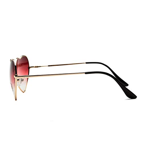 Dollger Red Heart Shape Sunglasses for Women Metal Fame Party Favor