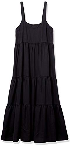 Women's Britt Tiered Maxi Tent Dress, Off-Black, S