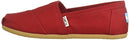 TOMS Women's Classic Core Alpargata Slip-On, Red Canvas, 9 Medium US
