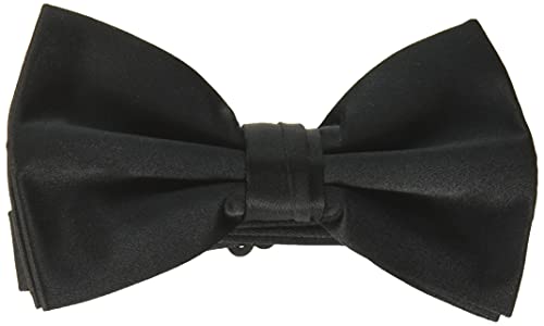 Men's Satin Solid Bow Tie, Black, One Size