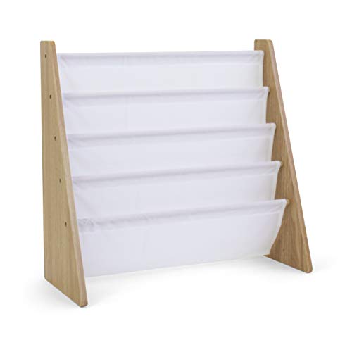 Natural/White Kids Book Rack Storage Bookshelf with Deep Sleeves, Universal