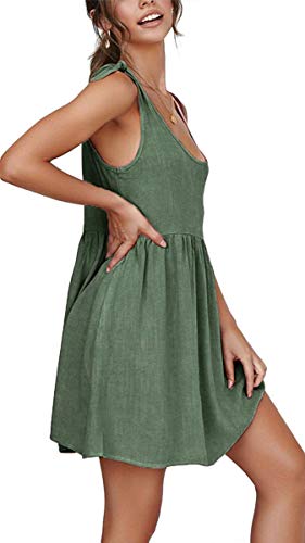 Womens Summer Shoulder Tie Strap Babydoll Dress Casual