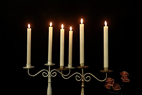 Flameless Ivory Taper Candles Flickering with 10-Key Remote, Battery Operated Led Warm 3D Wick Light