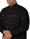 Men's Logger Twill Long Sleeve Workshirt, Black, Medium