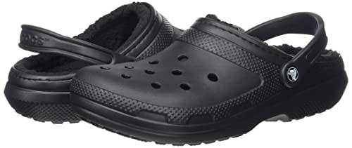 Crocs Unisex-Adult Men's and Women's Classic Lined Clog, Black/Black, 8 Women/6 Men