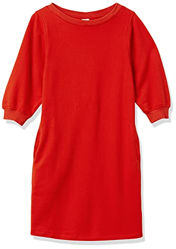 Women's French Terry Blouson Sleeve Crewneck Sweatshirt Dress (Available in Plus Size