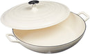 Enameled Cast Iron Covered Casserole Skillet, 3.3-Quart, White