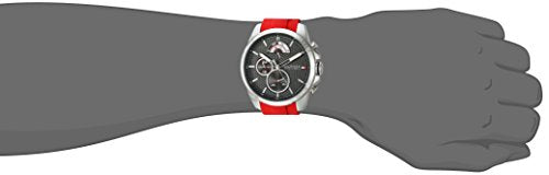 Tommy Hilfiger Men's Cool Sport Stainless Steel Quartz Watch with Silicone Strap, Red, 22 (Model: 1791351)