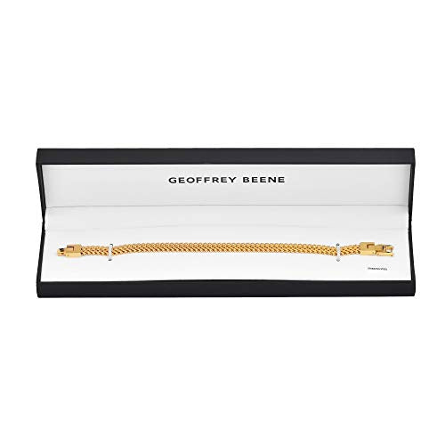 Geoffrey Beene Men’s Stainless Steel Double Franco Chain Bracelet with Extension
