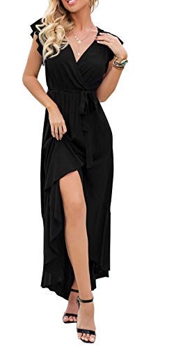 Women's Summer Casual Cross V Neck Dress Bohemian Flowy