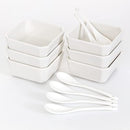 6 Oz White Porcelain Serving Bowls Set – 6 Small Bowls and 6 Serving Spoons