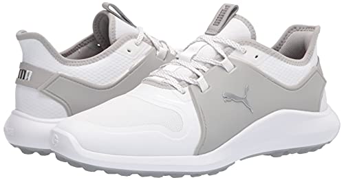 PUMA Men's Ignite Fasten8 Golf Shoe, White Silver-High Rise, 11.5