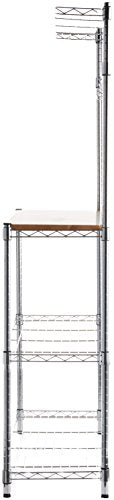 Kitchen Storage Baker's Rack with Wood Table, Chrome/Wood (36L x 14W x 63.4H)