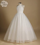Chiffon Tulle Flower Girl Dress Junior Bridesmaid Dresses for Wedding Party Aline