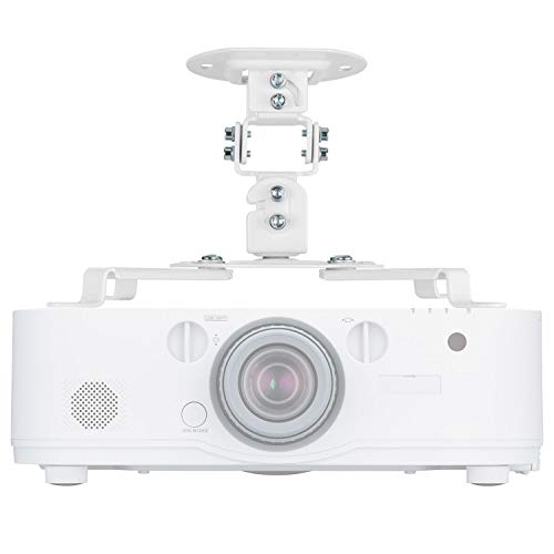 Universal Projector Mount Bracket Low Profile Multiple Adjustment Ceiling, Hold up to 30 lbs. (PM-002-WHT), White