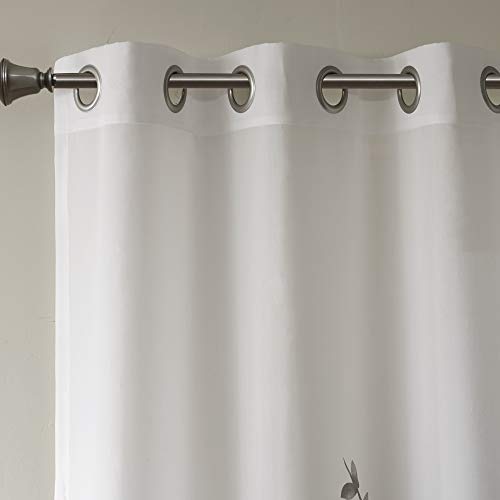 Botanical Sheer Curtains for Bedroom, Modern Contemporary Linen Grommet