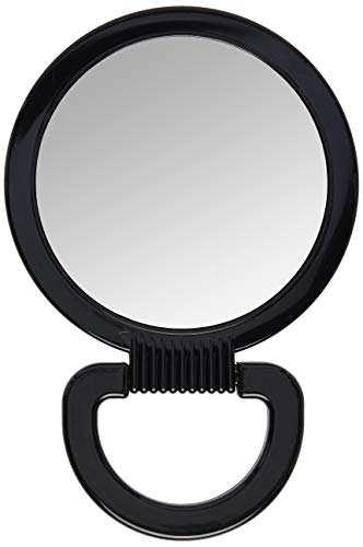 Plastic Handheld Mirror – Magnifying 2-Sided Vanity Mirror with Folding Circle Handle