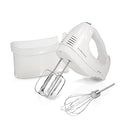 6-Speed Electric Hand Mixer with Whisk, Traditional Beaters, Snap-On Storage Case, White