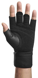 Pro Wristwrap Weightlifting Gloves, Large, Black