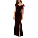 Alex Evenings Women's Petite Long Off The Shoulder Fit and Flare Dress, Wine Red, 12P